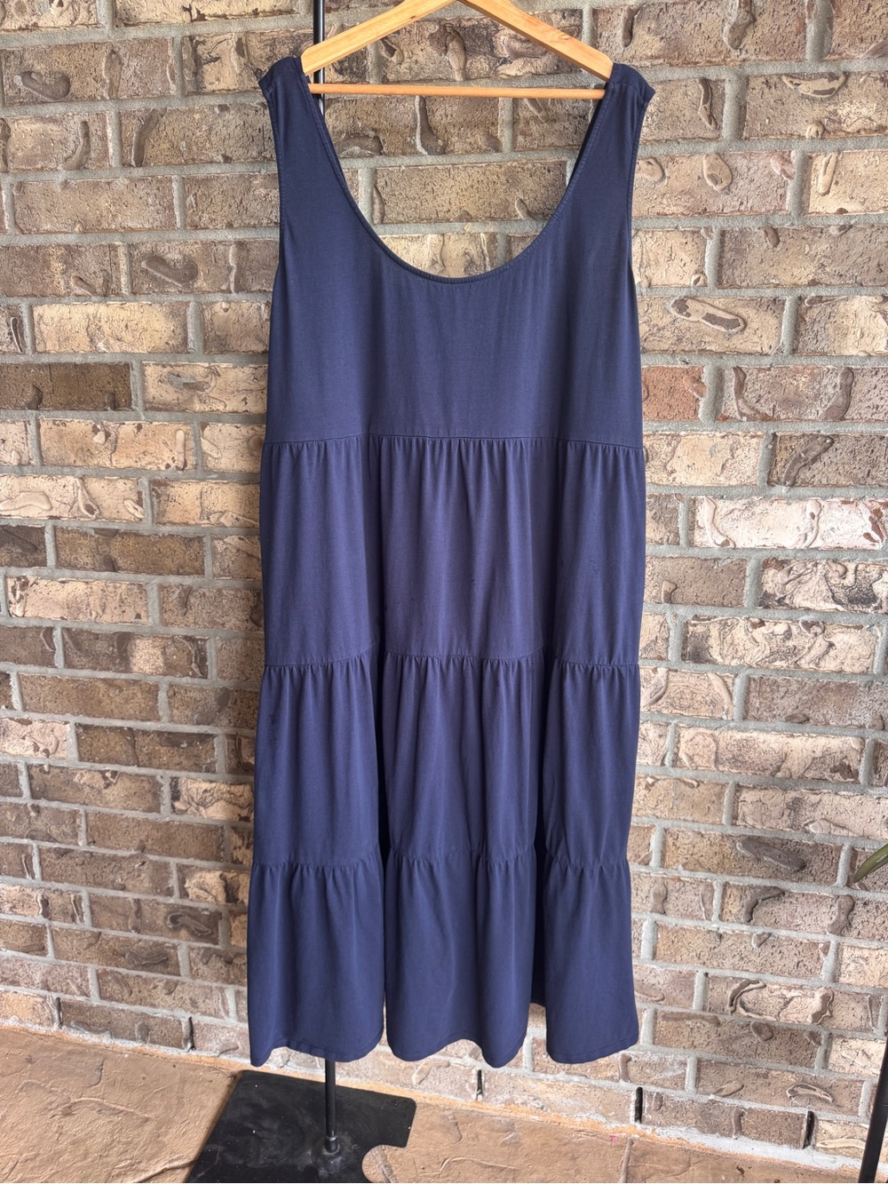 J.Crew Women’s 3X Navy Blue Tiered Midi Dress Sleeveless Scoop Neck Plus Size